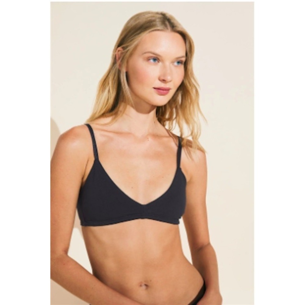 NWT Eberjey M/L Pima Goddess Stretch Bralette Black Bra 121323